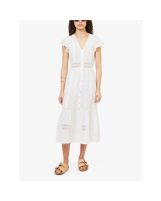 Aspiga White Nyla V-neck Organic-cotton Maxi Dress