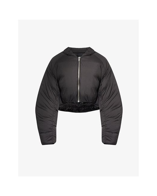 Entire studios Black Pillow Cropped Padded Shell Bomber Jacket