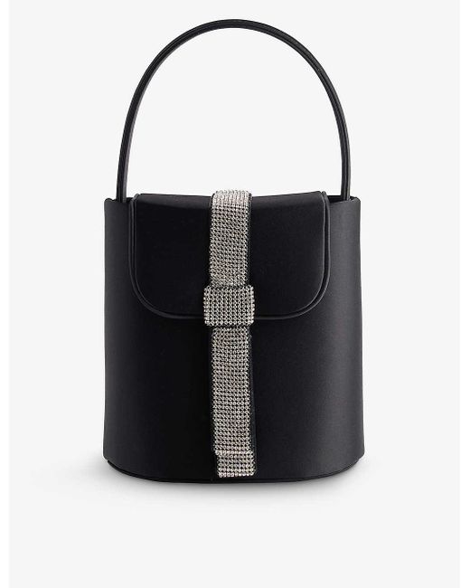 Kara Black Loop Crystal-embellished Woven Bag