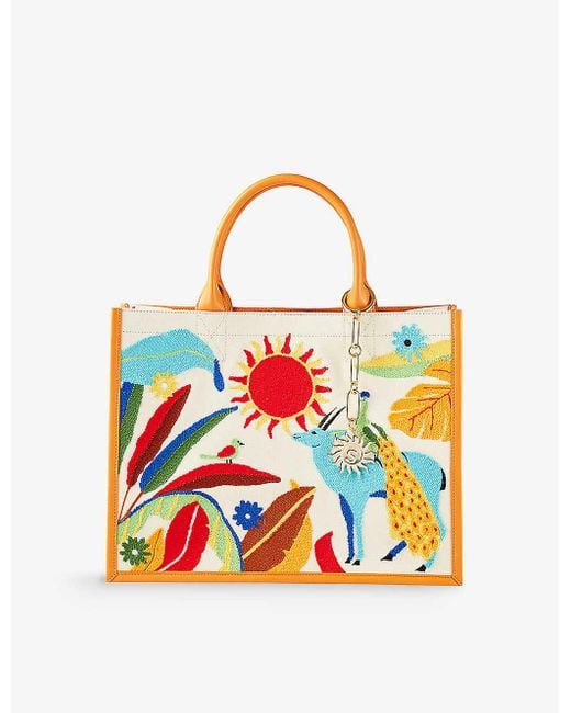 Sandro X Louis Barthélemy Embroidered-kasbah Cotton Tote Bag in White ...