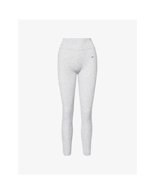 ADANOLA White Ribbed High-Rise Stretch Wool-Blend Leggings