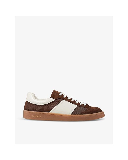 Sandro Brown Logo-print Leather And Mesh Low-top Trainers for men
