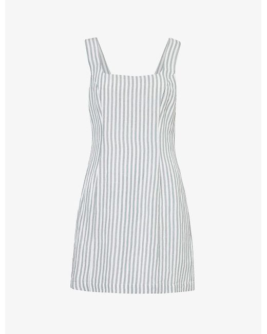 Posse White Diana Striped Woven Mini Dress