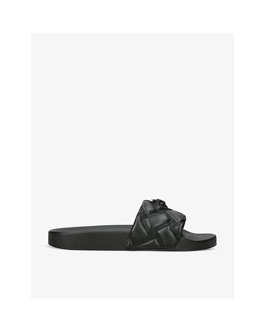 Kurt Geiger Black Meena Eagle-Embellished Faux-Leather Flat Sandals