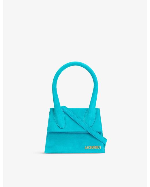 Jacquemus Le Chiquito Medium Leather Top Handle Bag in Dark Turquoise