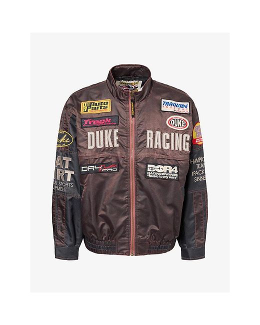 Duke & Dexter Purple Dr4 Trackside Vintage Embroidered Woven Jacket for men