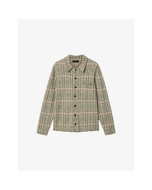 AllSaints Green Solmar Checked Knitted Cardigan for men