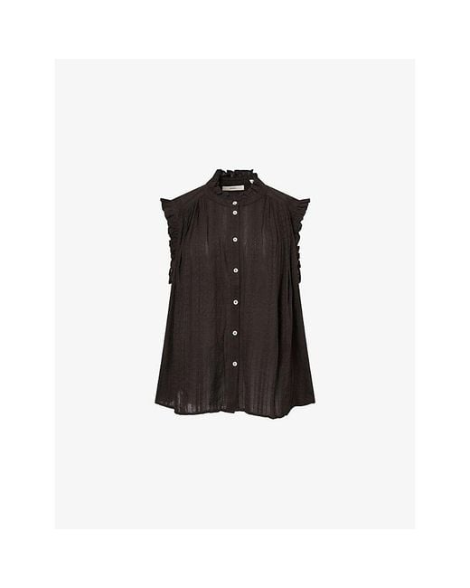 Skall Studio Black Juliane Ruffled Cotton Top