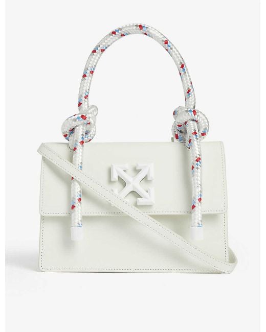 Off-White c/o Virgil Abloh White Jitney 1.4 Leather And Rope Top Handle Bag