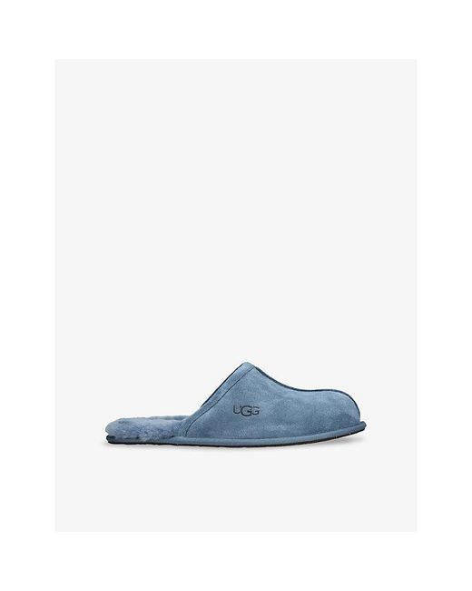 Ugg Blue Scuff Branded Suede And Shearling Slippers for men