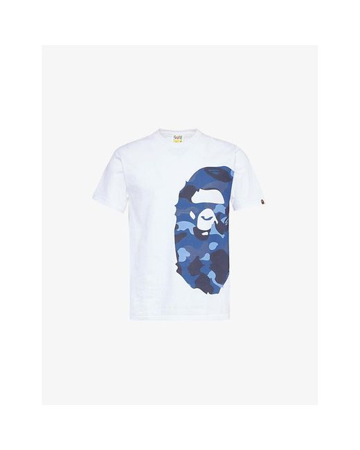 A Bathing Ape Blue Ape Head Cotton-jersey T-shirt for men
