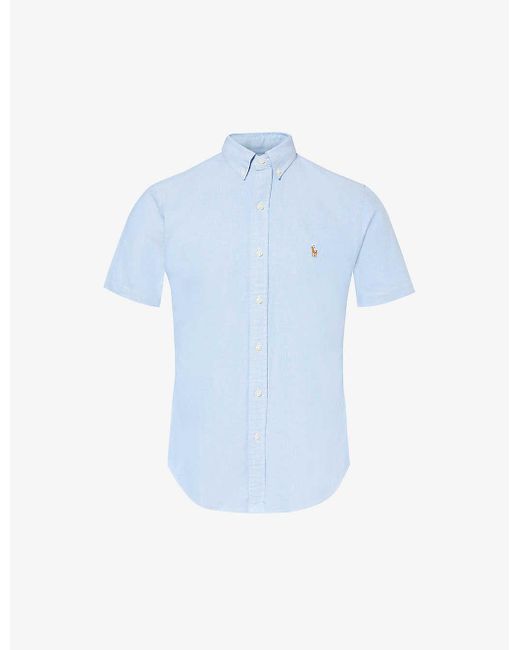 Polo Ralph Lauren Blue Slim-fit Short-sleeve Oxford-cotton Shirt X for men