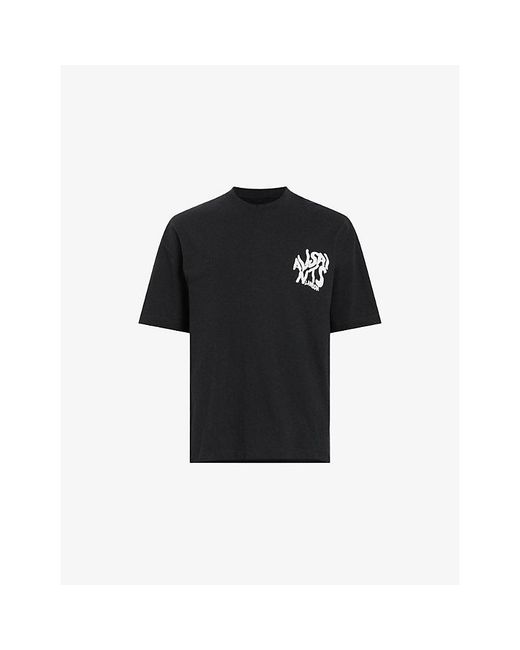 AllSaints Black Orlando Crewneck Cotton T-Shirt for men