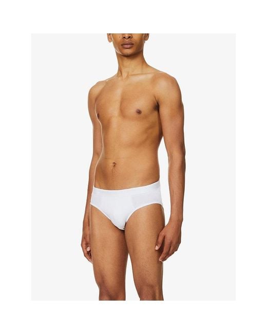 Derek Rose White Jack Branded-Waistband Stretch-Cotton Briefs for men
