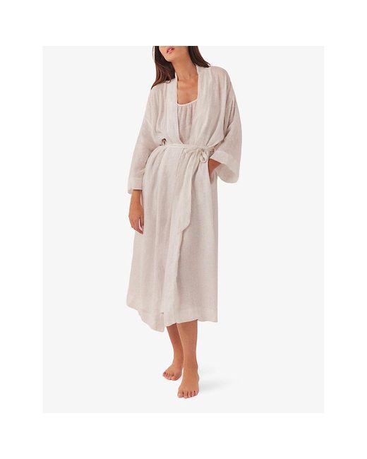 The White Company White The Company Relaxed-fit Cropped-sleeve Gauze Linen Robe