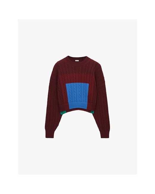 Loewe Red Colour-Block Wool Knitted Jumper