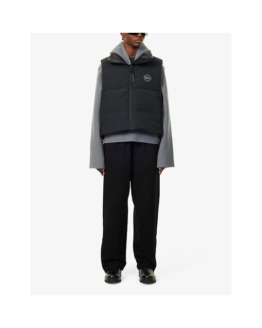 Canada Goose Black Grandview Brand-Patch Cropped Shell-Down Gilet