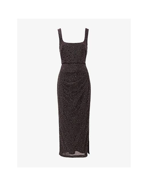 Phase Eight Black Suki Stud-Embellished Stretch-Woven Midi Dress