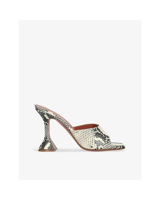 AMINA MUADDI Multicolor Lupita Snake-Embossed Heeled Leather Mules
