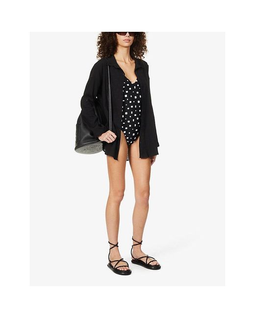 Seafolly Black Classic Cotton Beach Shirt