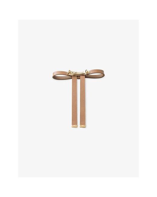 Prada White Triangle-Logo Leather Hair Clip