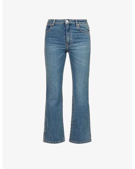 JOSEPH Duke Flared Cropped Stretchcotton Jeans in Indigo Wash (Blue