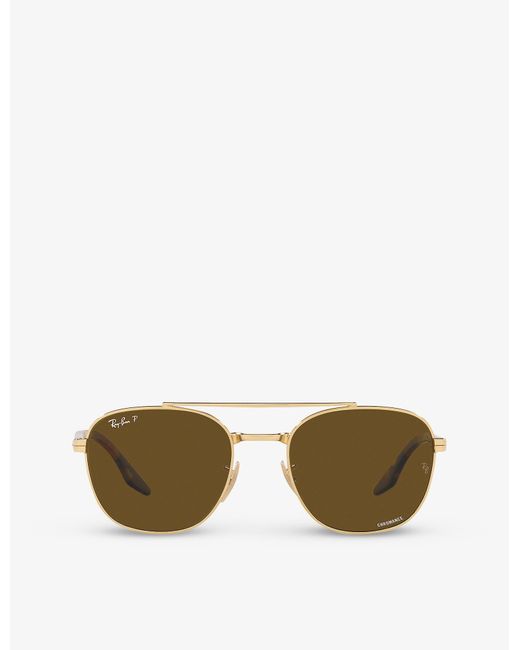 RayBan Rb3688 Chromance Squareframe Metal Sunglasses in Gold