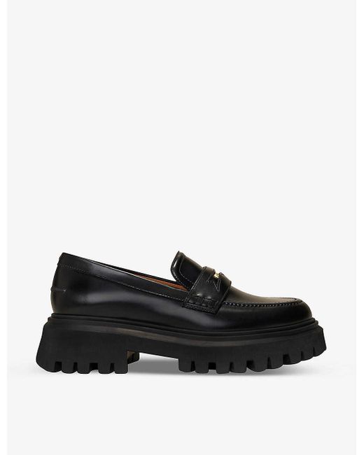 Maje Clover-embellished Leather Platform Loafers in Black | Lyst