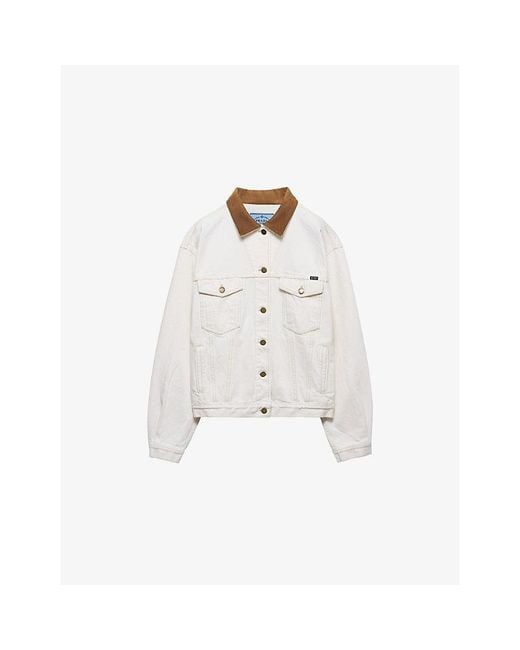 Prada White Old Denim Blouson Jacket