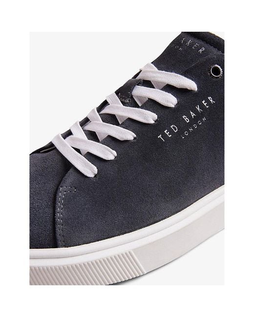 Ted Baker Blue Vy Breyons Logo-print Suede Low-top Trainers for men