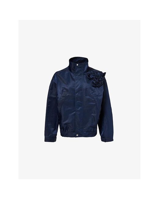 Sandy Liang Carlton 3D-Floral Regular-Fit Shell Jacket in