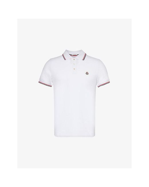 Moncler White Brand-patch Split-hem Cotton-piqué Polo Shirt X for men