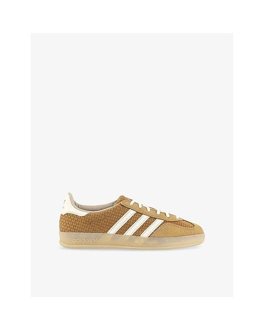 Adidas Natural Gazelle Indoor Textured Woven And Suede Low-Top Trainers