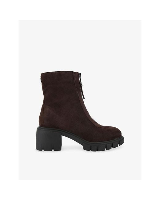 Carvela Kurt Geiger Black Ignite Zip Heeled Suede Ankle Boots