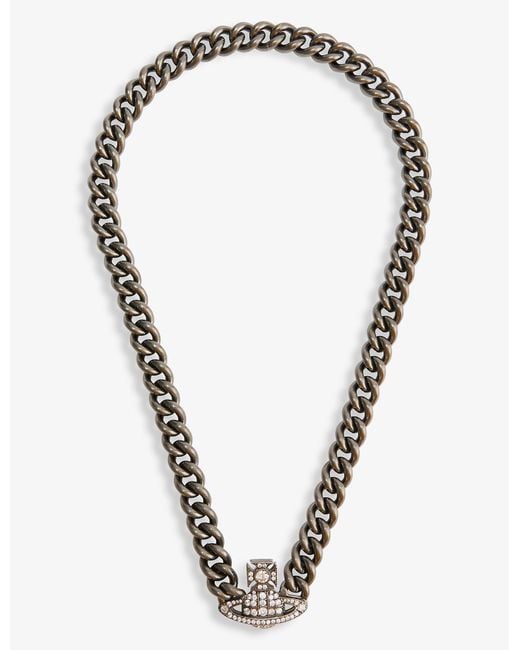 Vivienne Westwood Metallic Graziella Orb-plaque Silver-tone Brass And Rhinestone Necklace for men