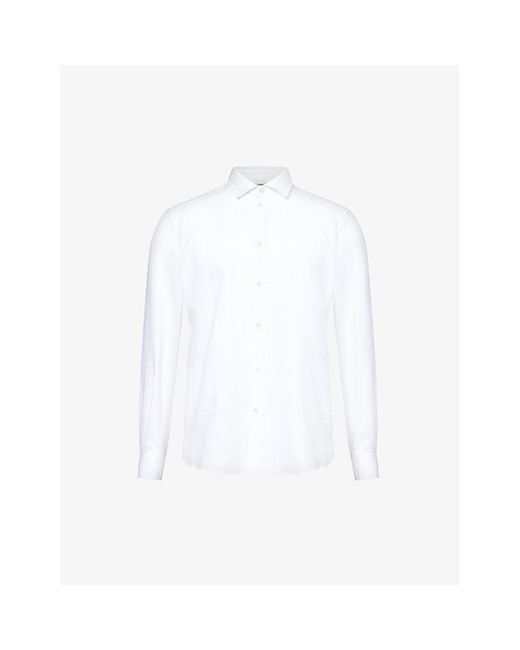 Zimmerli of Switzerland White Spread-collar Relaxed-fit Linen And Cotton-blend Shirt Xx for men
