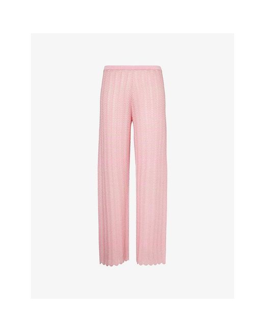 Devon Windsor Pink Gavi Open-Knit Trousers