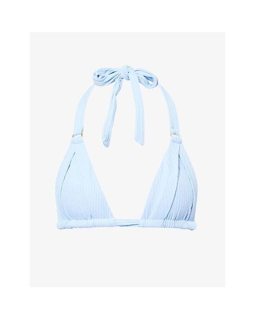 Cheap Monday Blue Morroco Halter-Neck Bikini Top