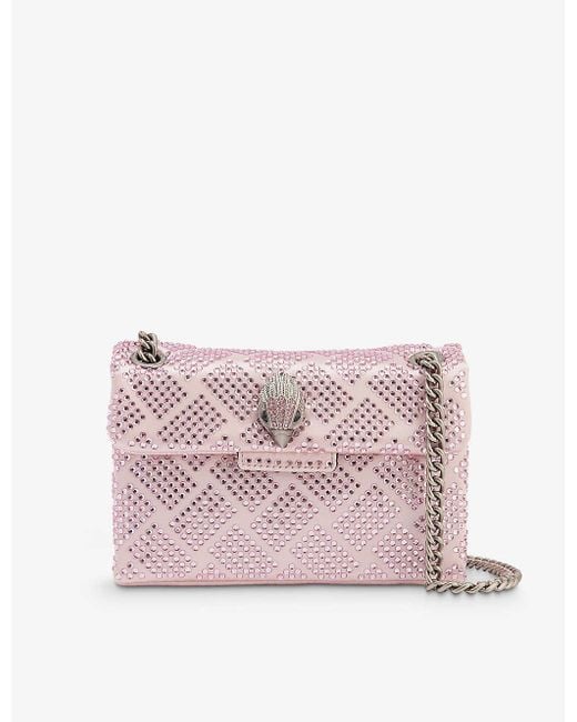 Kurt Geiger Pink Kensington Mini Crystal-embellished Woven Cross-body Bag