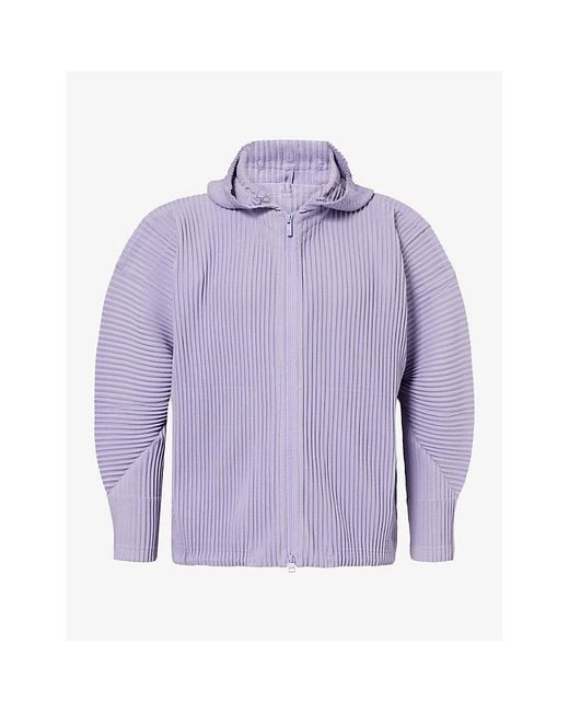 Homme Plissé Issey Miyake Purple July Pleated Knitted Hoody for men