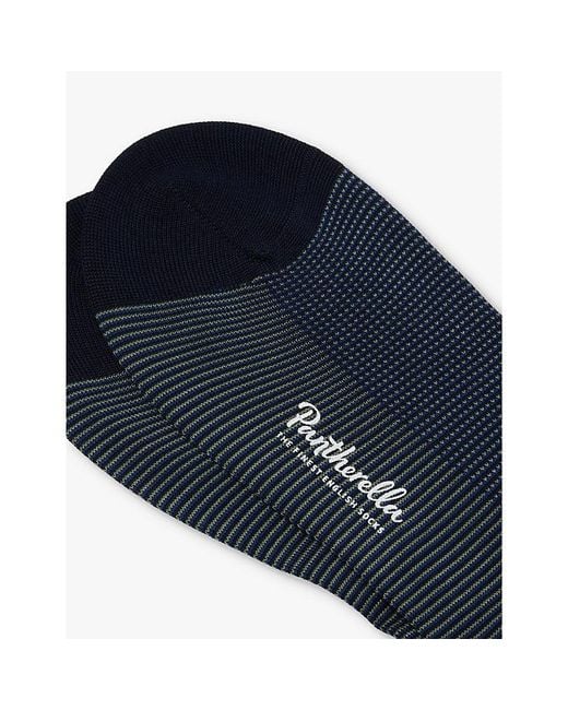 Pantherella Blue Tewkesbury Knitted Cotton-Blend Socks for men