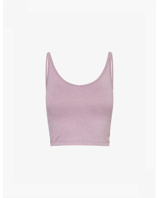 vuori Pink Halo Performance Scoop-neck Cropped Stretch-recycled Polyester Top