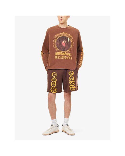 GODMADE Brown Rise Logo Cotton Shorts for men