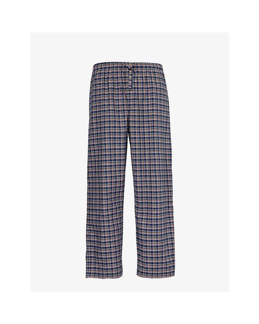 Derek Rose Blue Barker Checked Cotton Pyjama Trousers for men