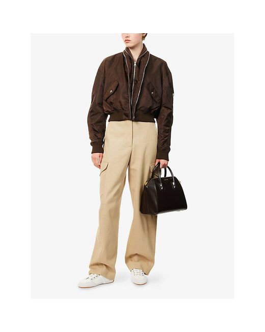 Givenchy Brown Zipped Shawl-Collar Woven Bomber Jacket