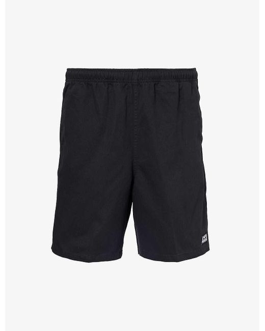 Obey Blue Easy Relaxed Brand-patch Cotton Shorts for men