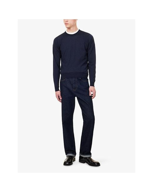 John Smedley Blue X Bill Nighy Crew-Neck Merino Wool Jumper for men
