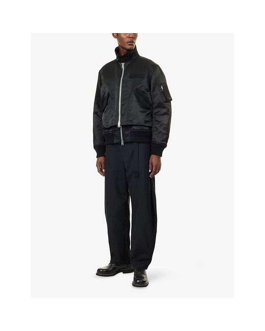Sacai Black Suiting Barrel-Leg Wool-Blend Trousers for men