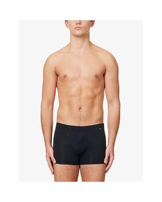 Hanro Blue Pack Of Two Logo-Embellished Stretch-Cotton Trunks for men