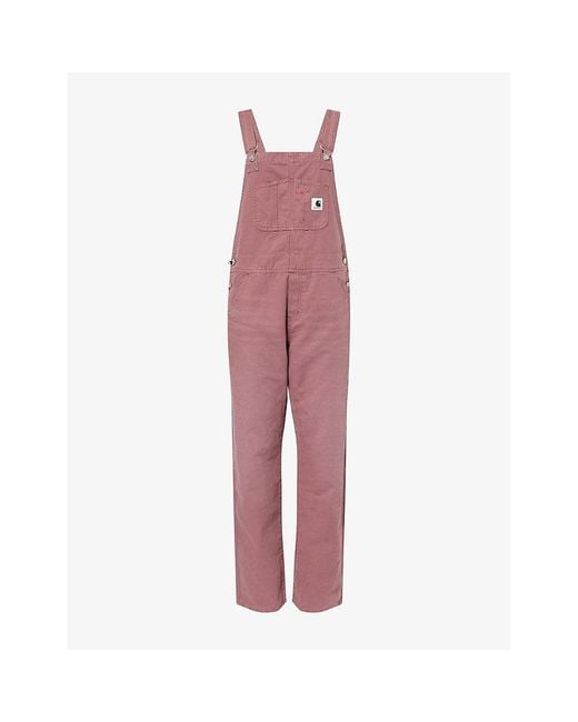 Carhartt Red Brand-Patch Straight-Leg Denim Dungarees